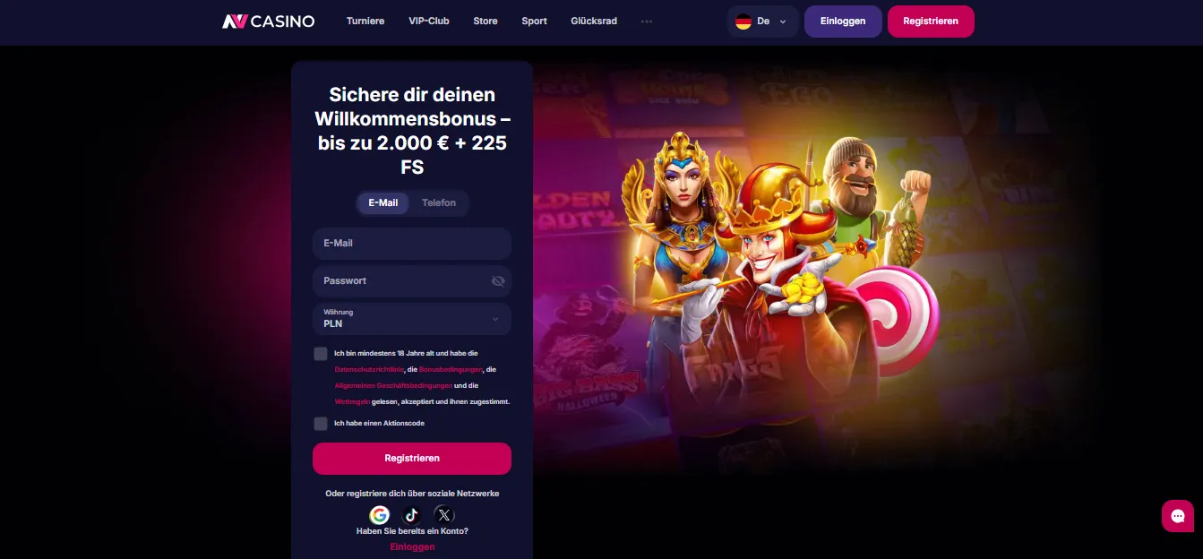 Zugang zum Konto herstellen mit der NV Casino Login App
